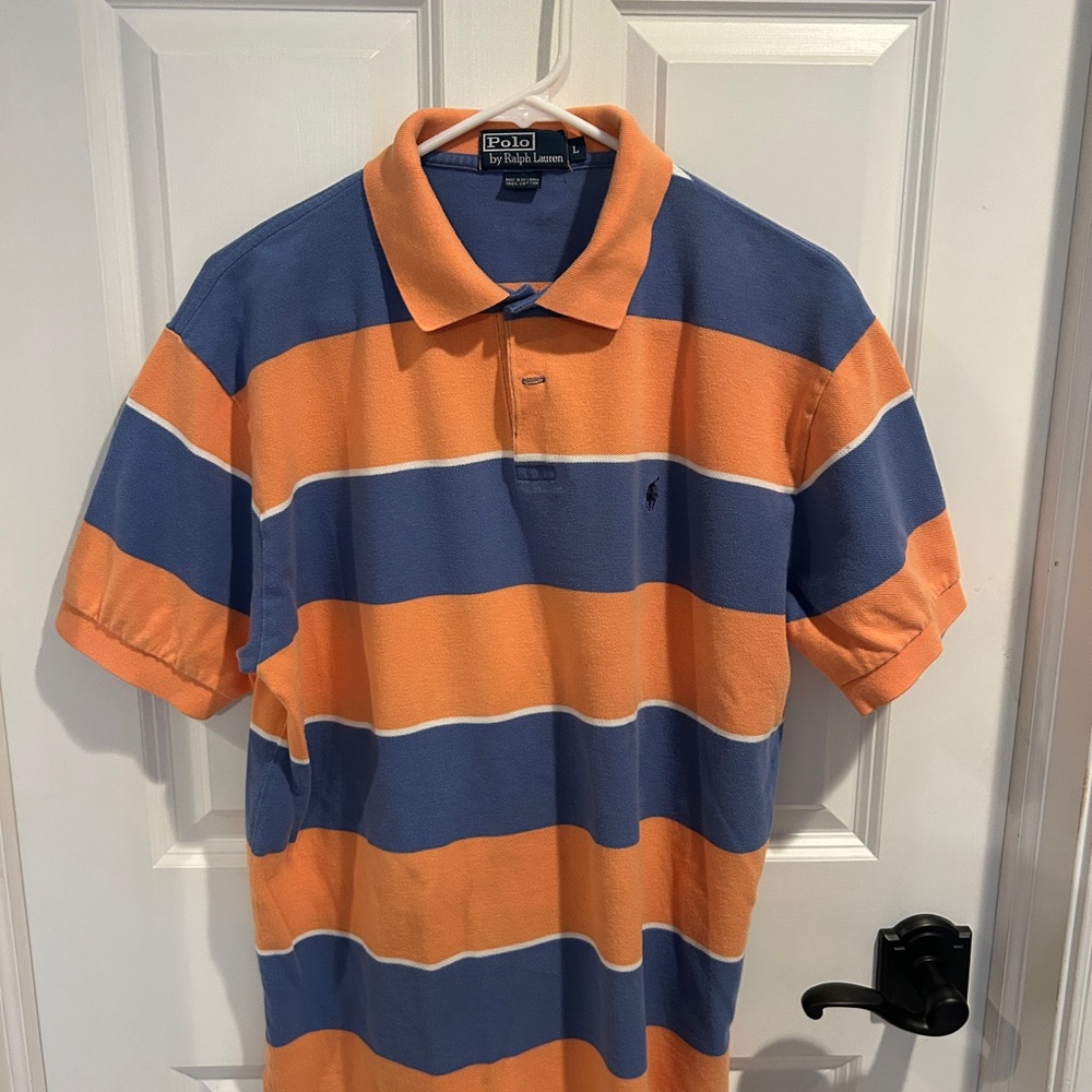 Polo by Ralph Lauren Blue and Orange Striped Polo Shirt